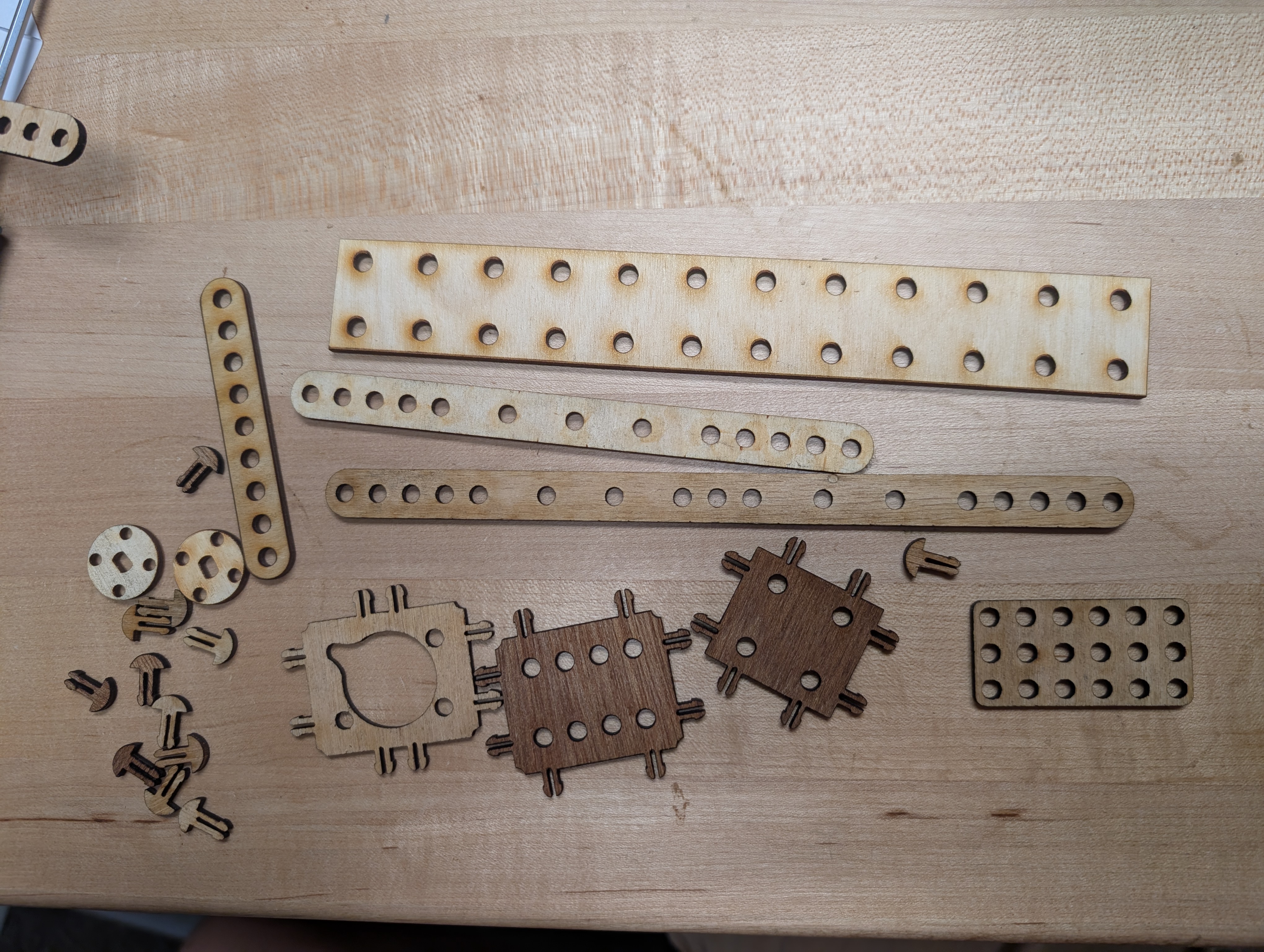 series of wooden parts